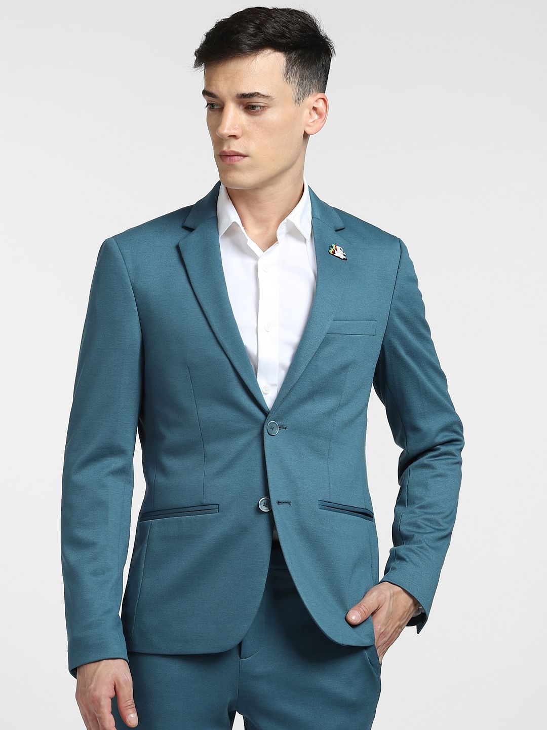 Teal Suit-Set Blazer