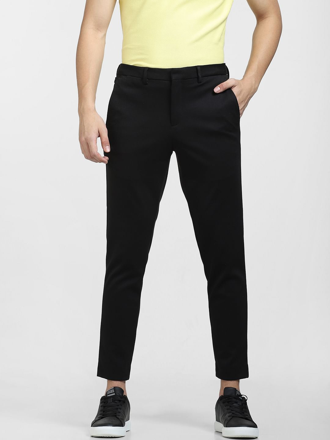 Black Mid Rise Slim Fit Pants