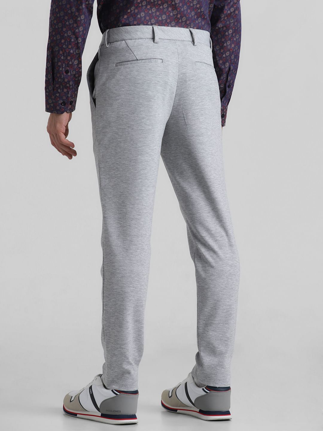 Grey Mid Rise Knitted Trousers