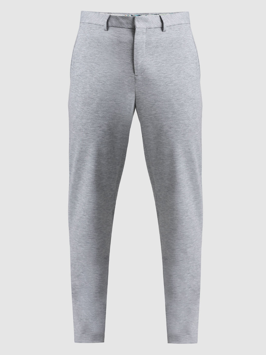 Grey Mid Rise Knitted Trousers
