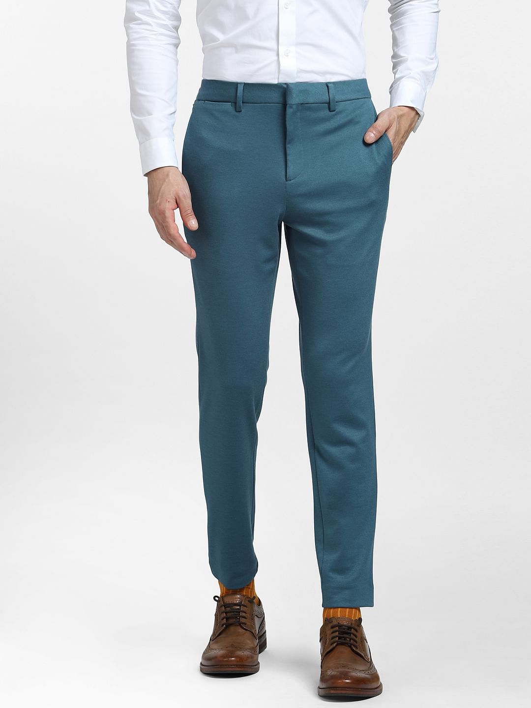 Teal Mid Rise Suit Set Trousers