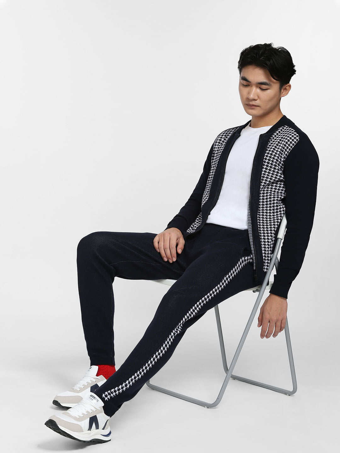 Navy Blue Printed Co-ord Sweatpants