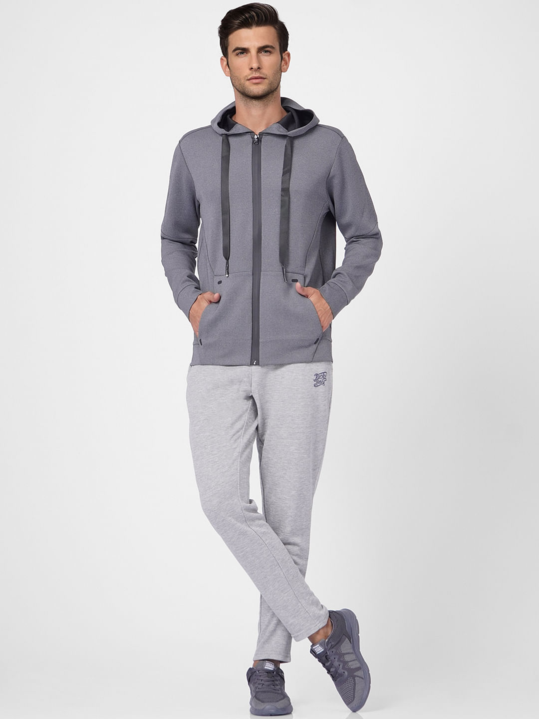 Grey Zip Up Hooded Sweatshirt