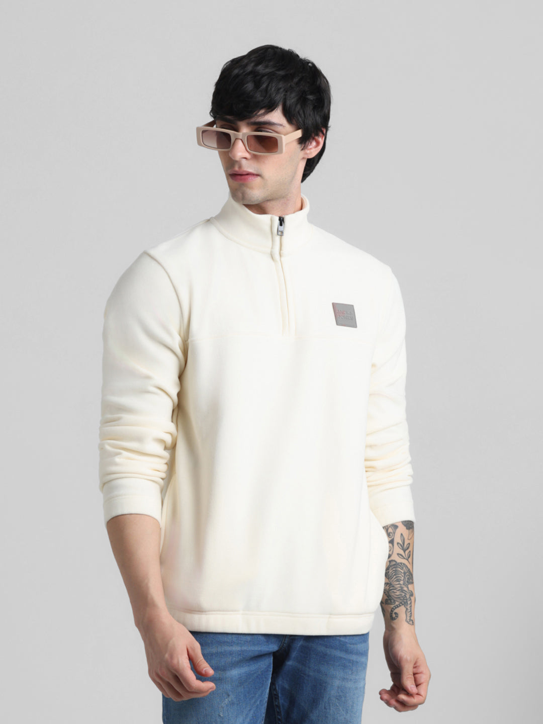 Half-Zip High Neck Sweatshirt