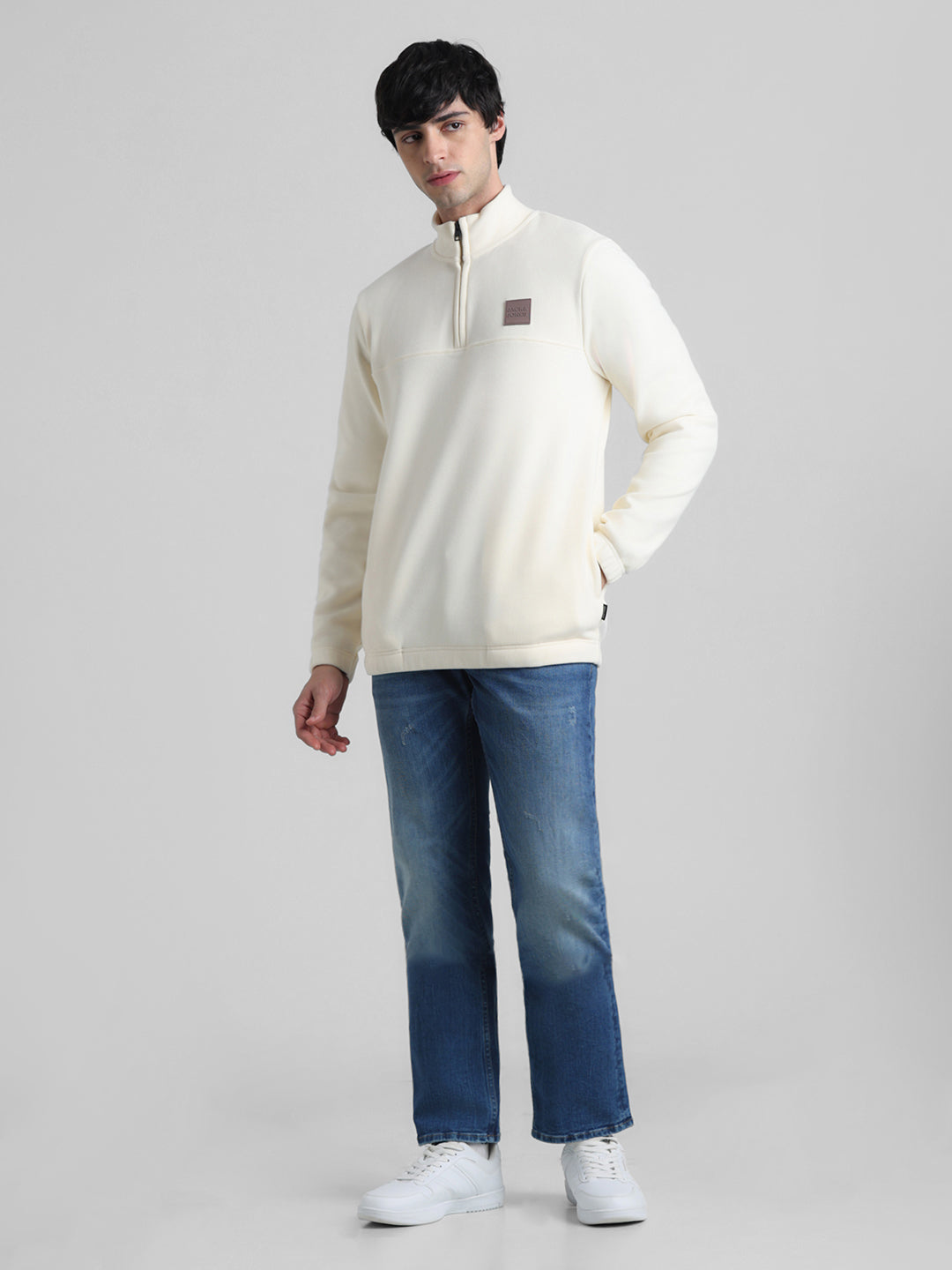 Half-Zip High Neck Sweatshirt