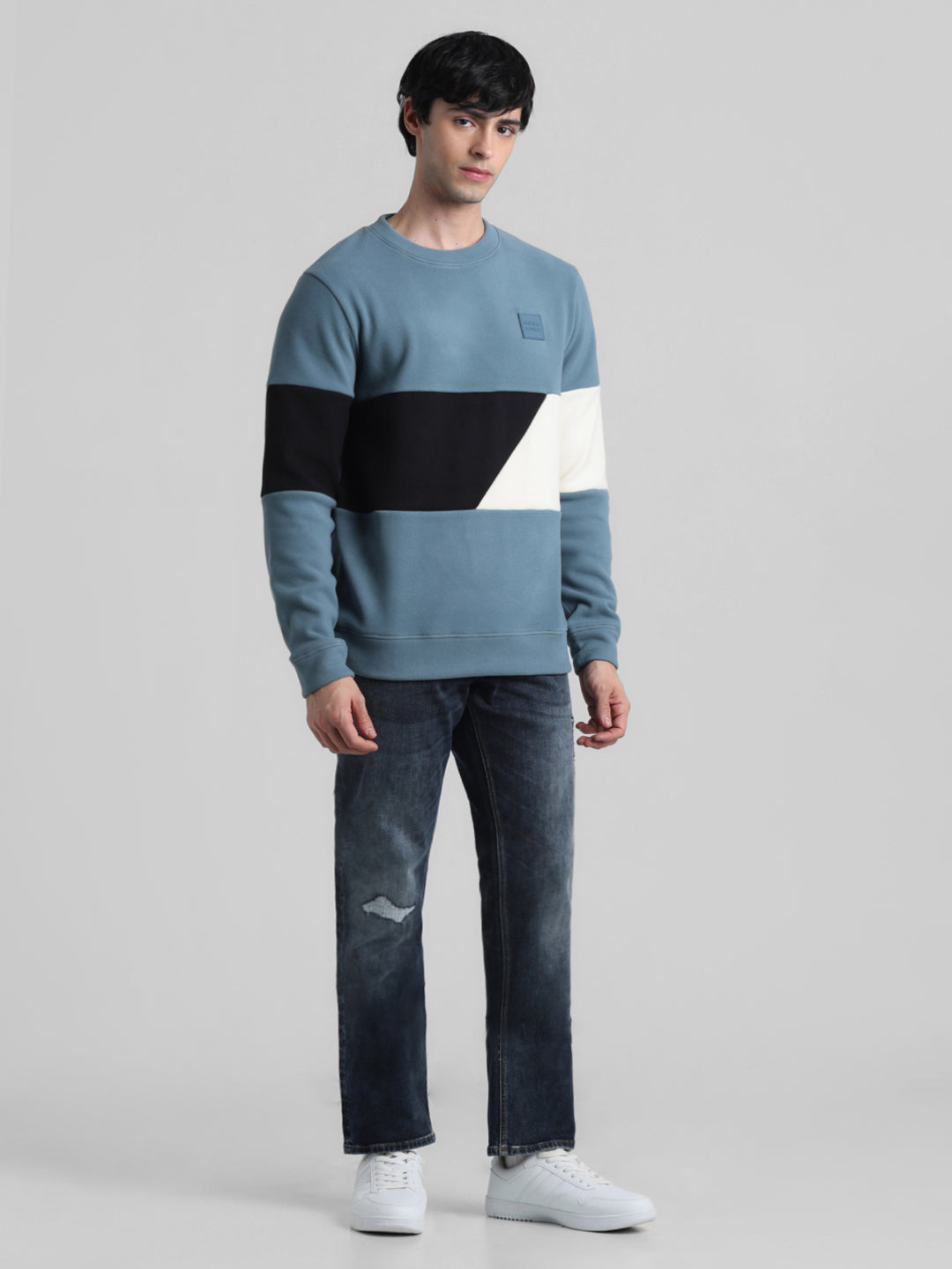 Blue Colourblocked Sweatshirt