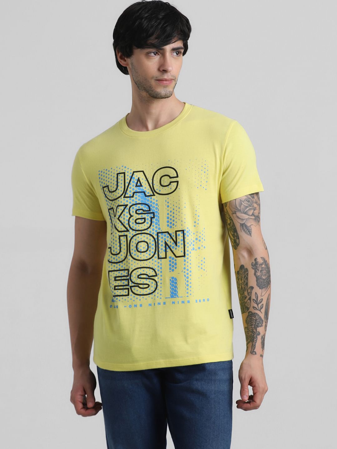 Yellow Graphic Print Crew Neck T-shirt