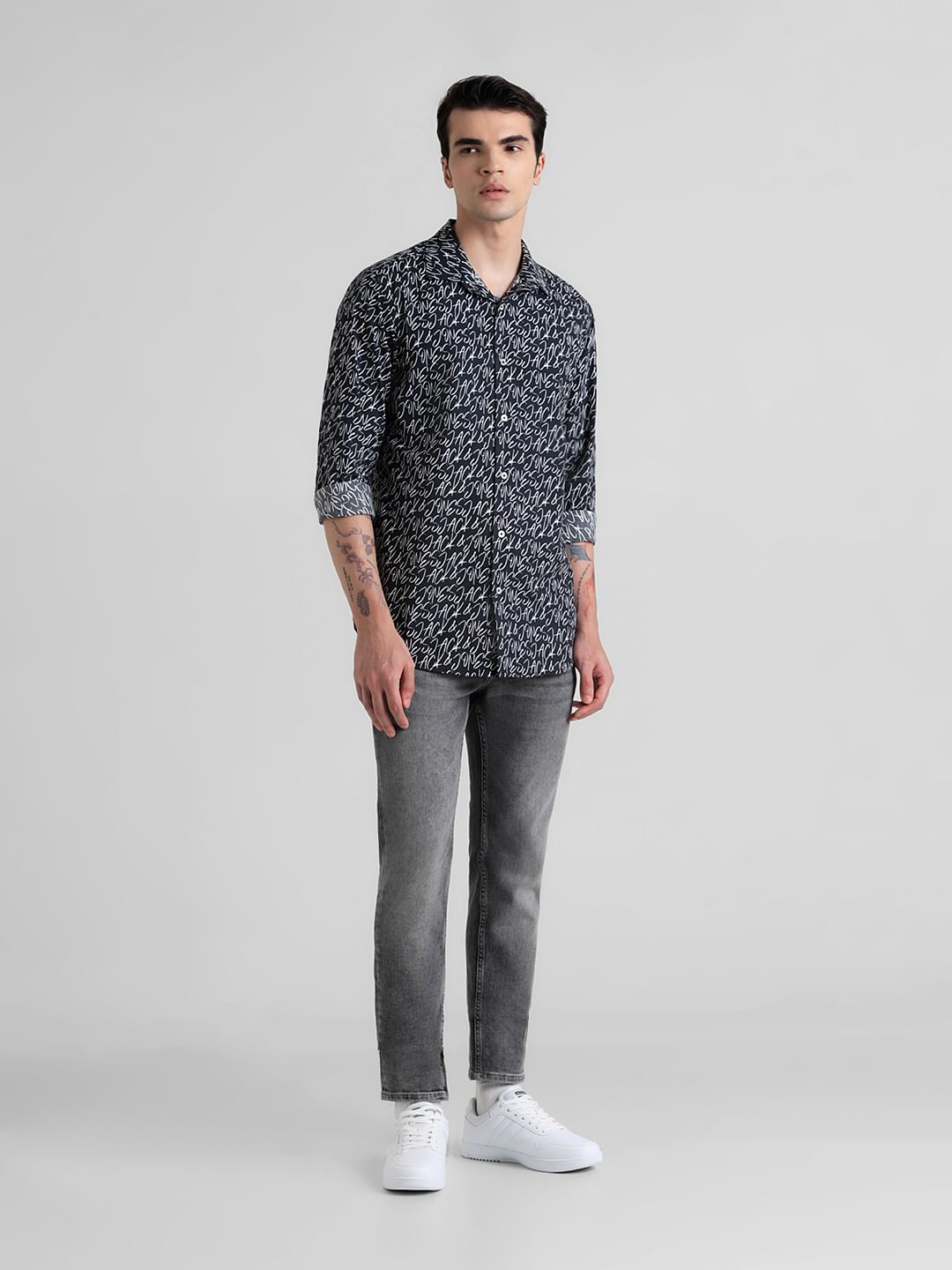 Black Printed Full Sleeves Shirt