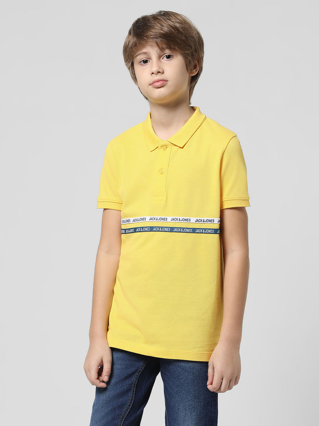 Yellow Tape Detail Polo T-shirt
