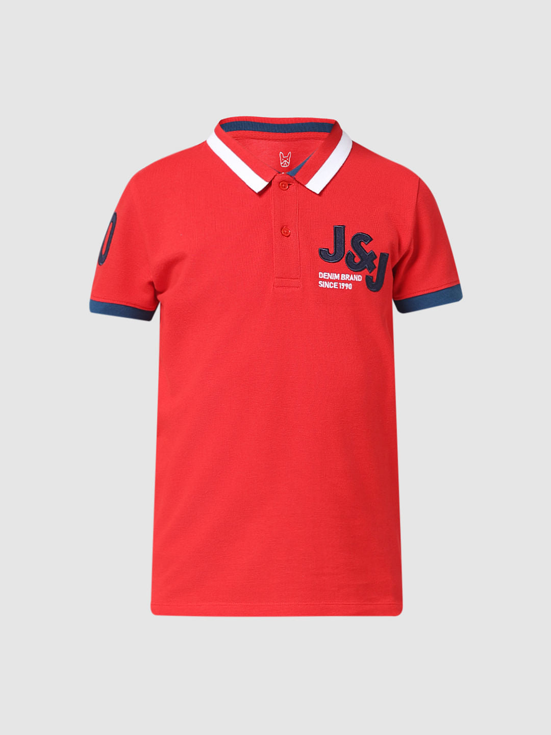 JUNIOR BOYS Red Applique Polo T-shirt