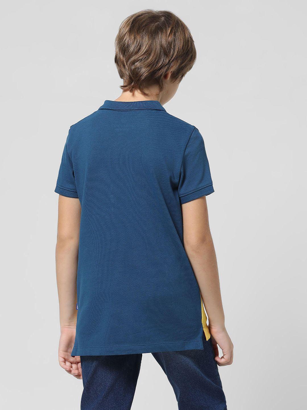 Blue Colourblocked Polo T-shirt