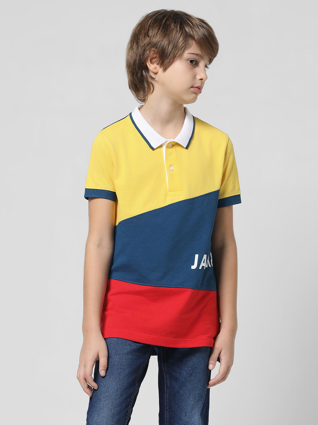 Blue Colourblocked Polo T-shirt