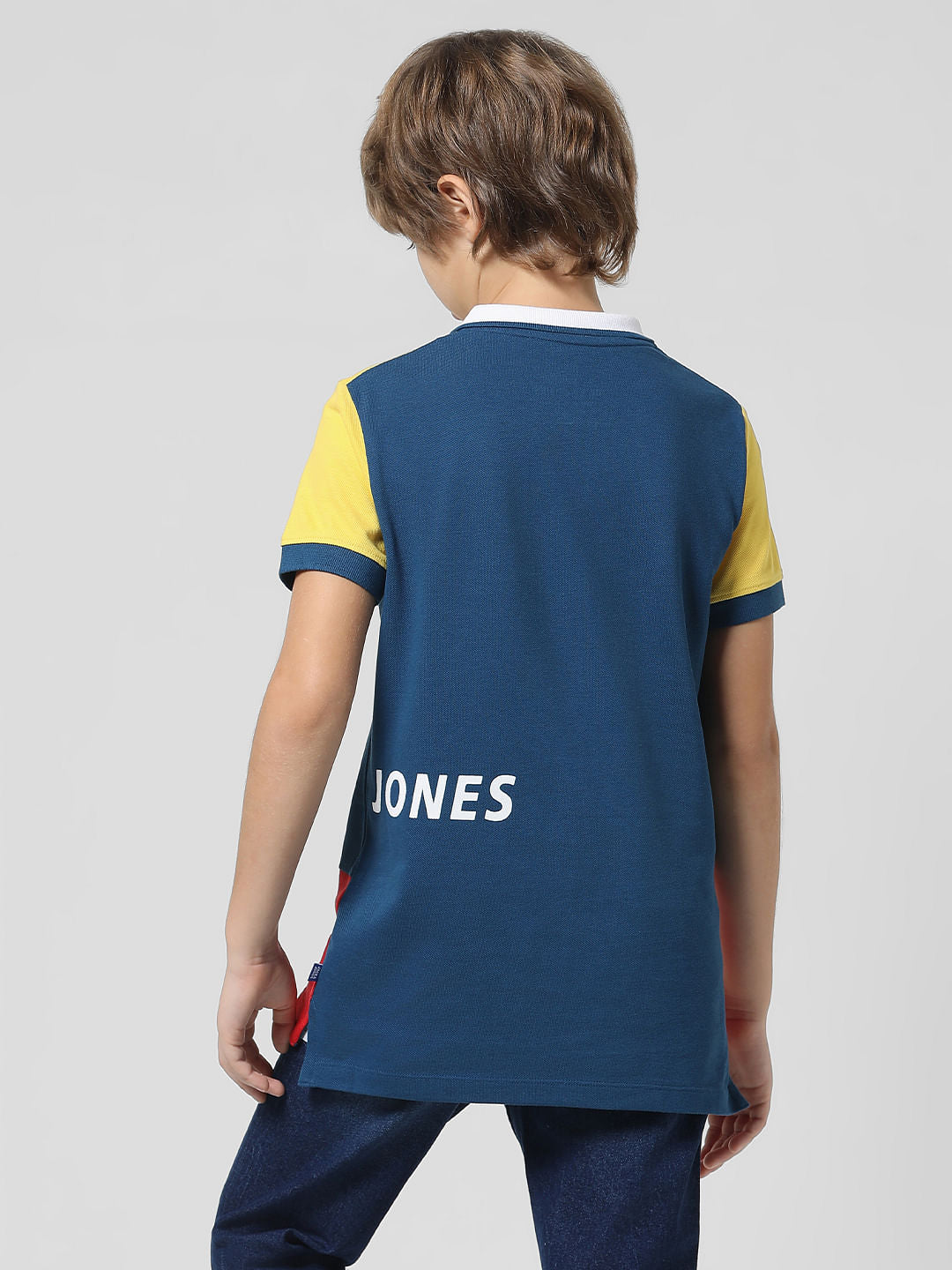 Blue Colourblocked Polo T-shirt