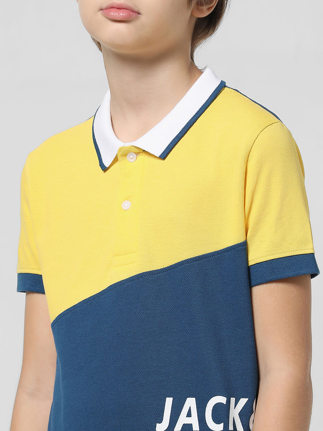 Blue Colourblocked Polo T-shirt