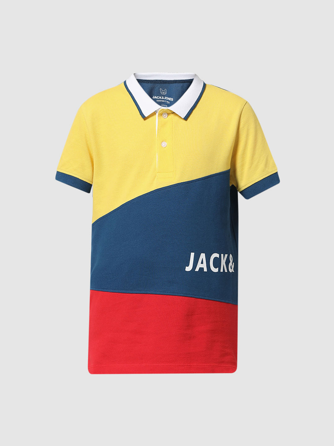 Blue Colourblocked Polo T-shirt