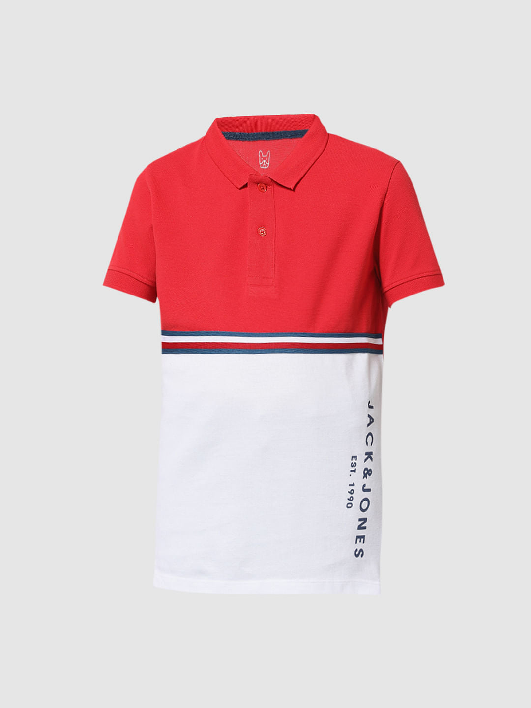 Red Colourblocked Polo T-shirt