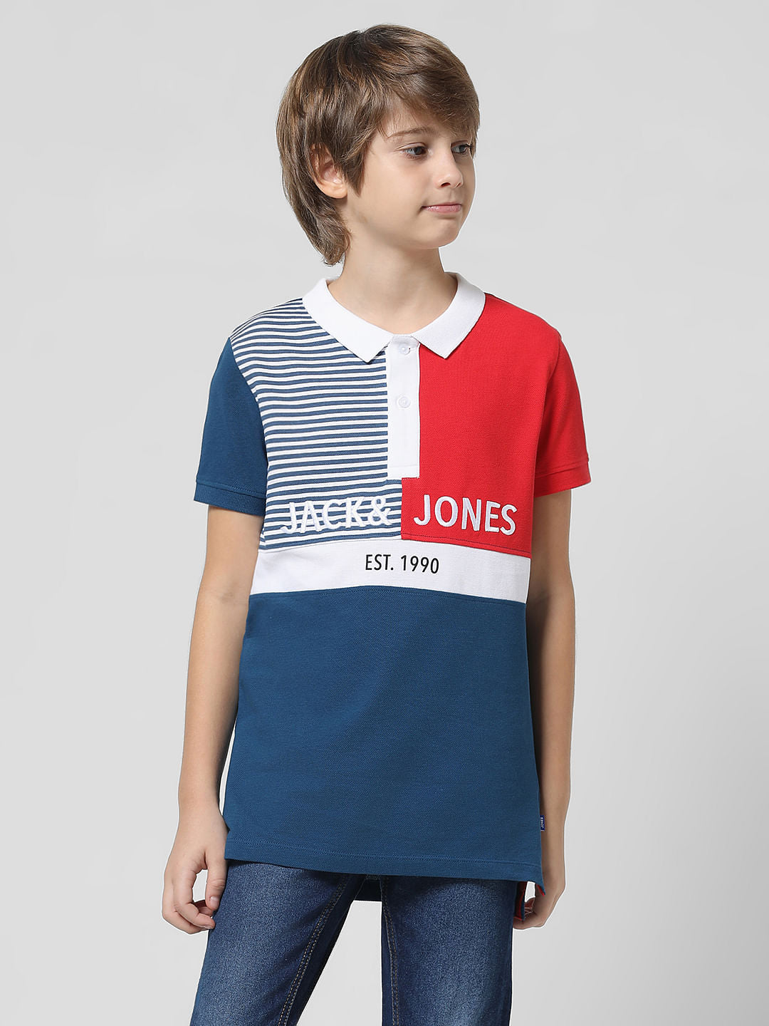 Red Colourblocked Polo T-shirt