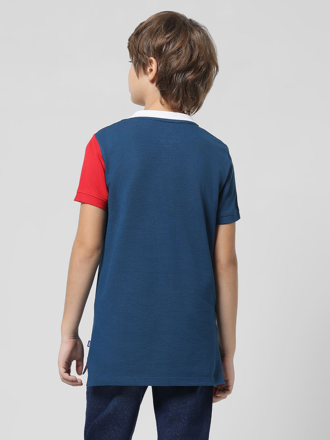 Red Colourblocked Polo T-shirt
