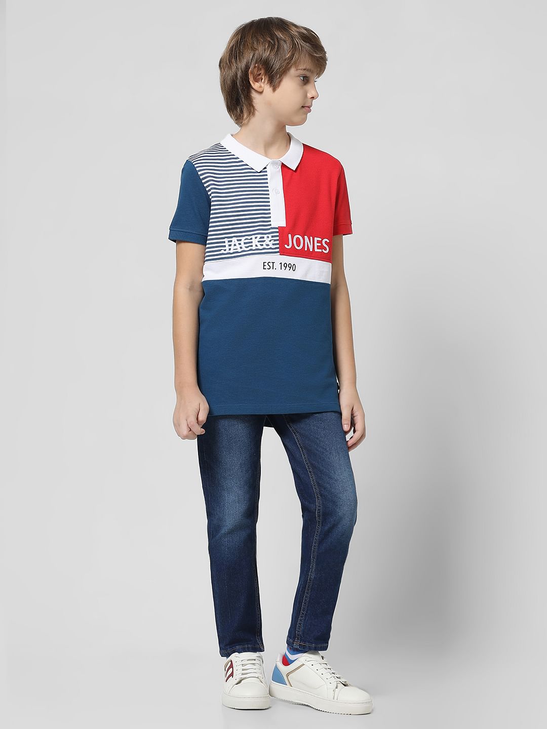 Red Colourblocked Polo T-shirt