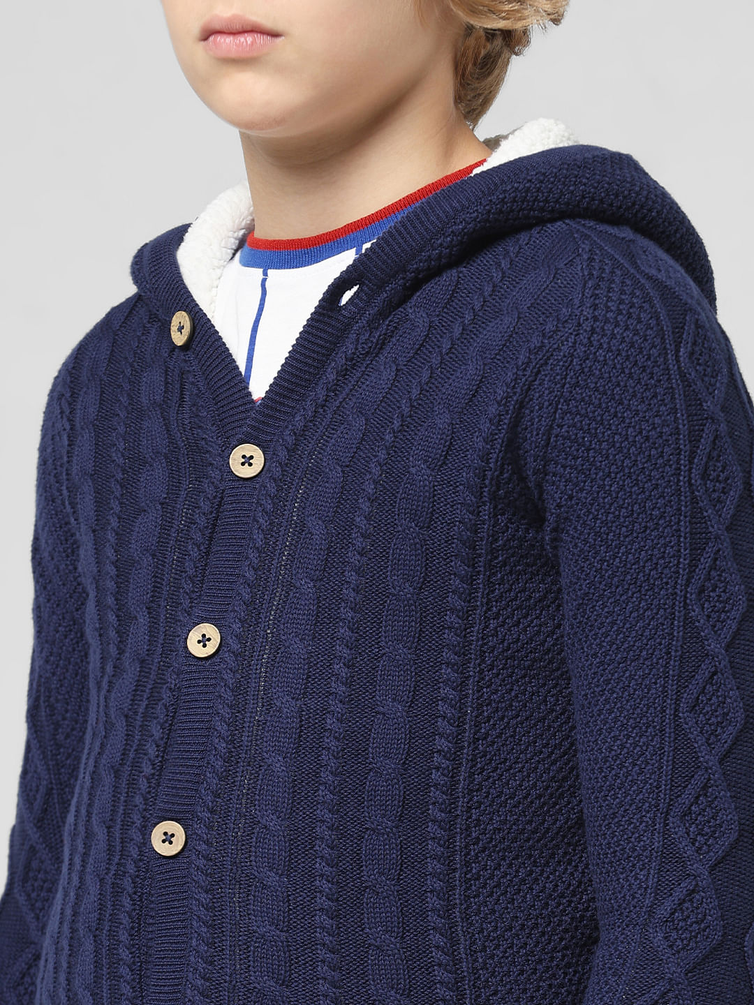 JUNIOR BOYS Blue Hooded Cardigan