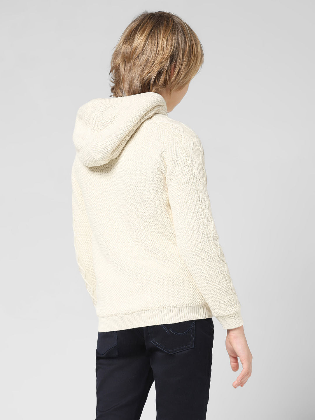 JUNIOR BOYS White Hooded Cardigan