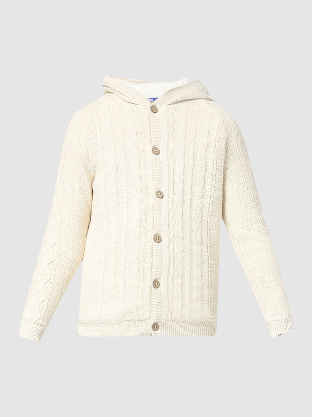 JUNIOR BOYS White Hooded Cardigan