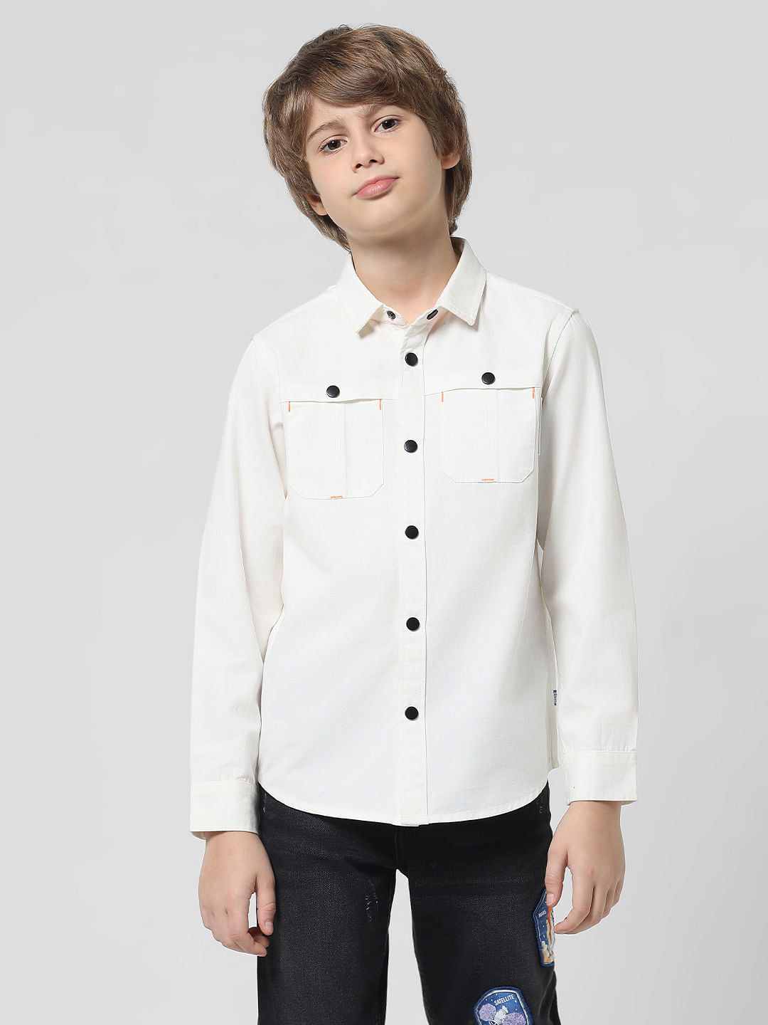 White Cotton Full Sleeves Shirt