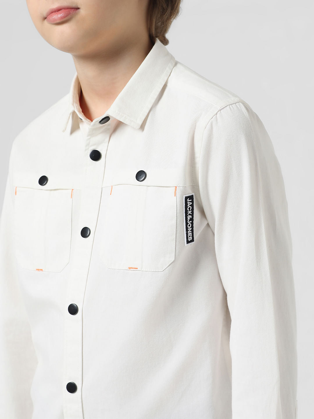 White Cotton Full Sleeves Shirt