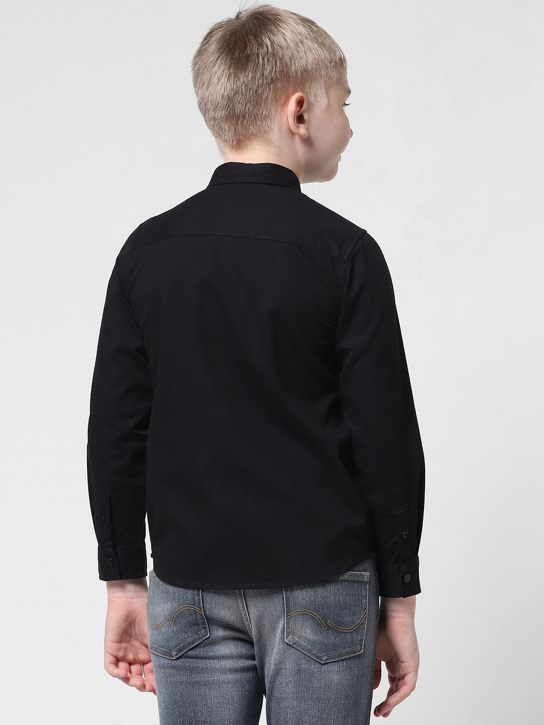 Black Cotton Full Sleeves Shirt