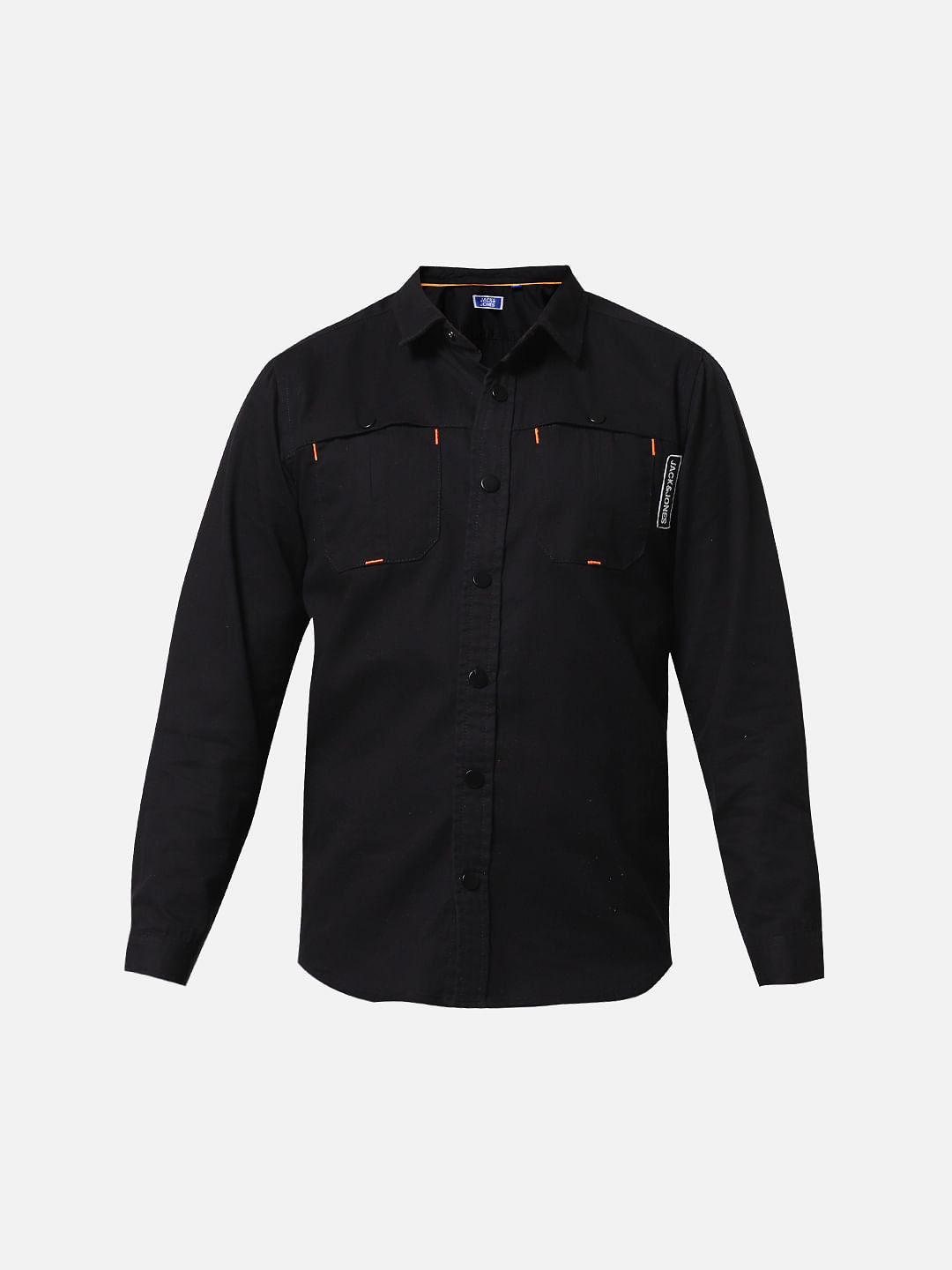 Black Cotton Full Sleeves Shirt