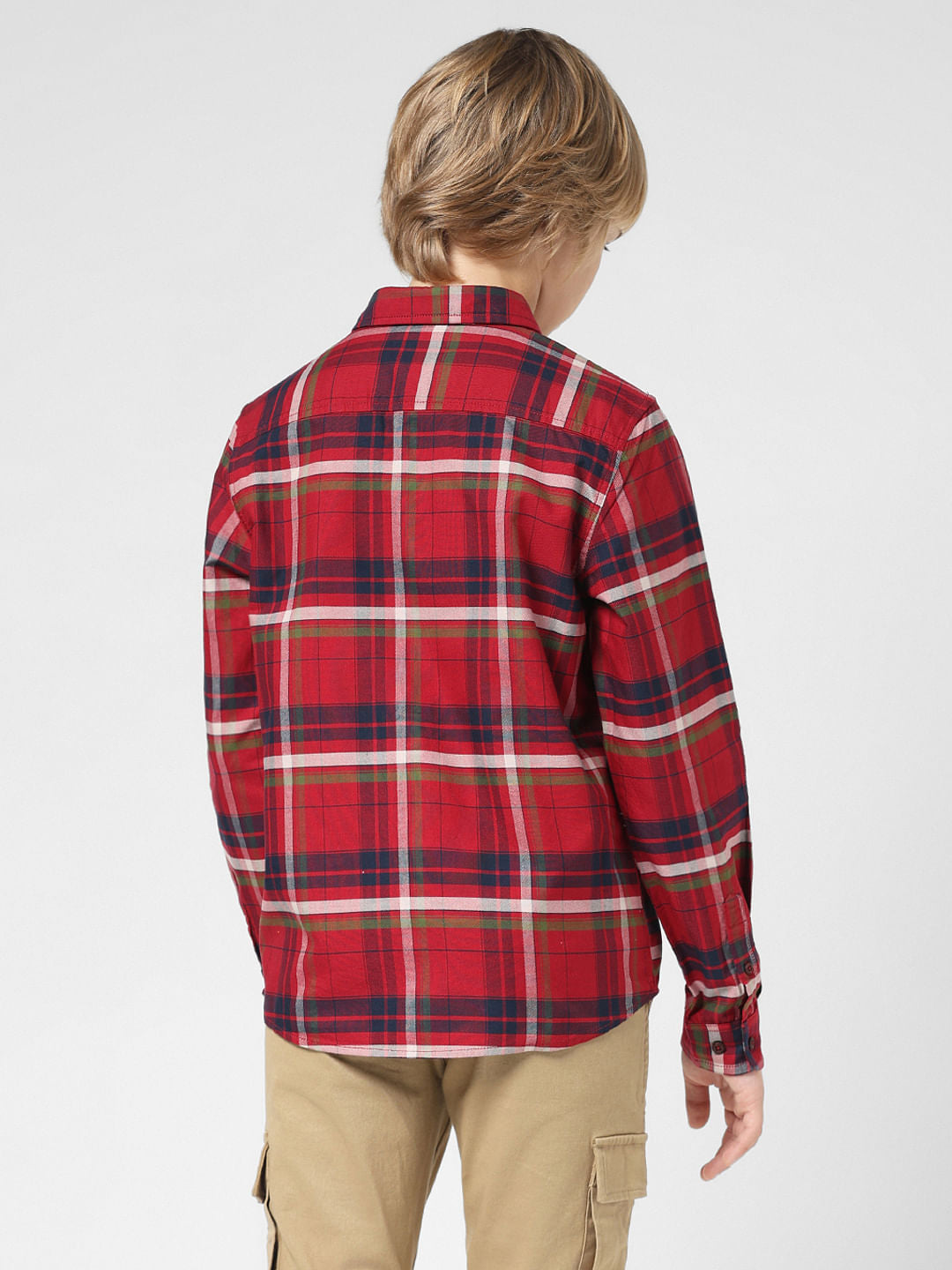 JUNIOR BOYS Red Check Full Sleeves Shirt