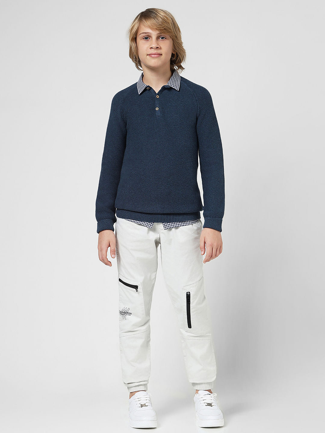 JUNIOR BOYS Dark Blue Knitted Polo