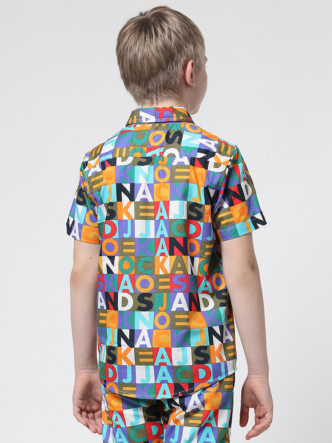 Boys Blue Logo Print Co-ord Set Shirt