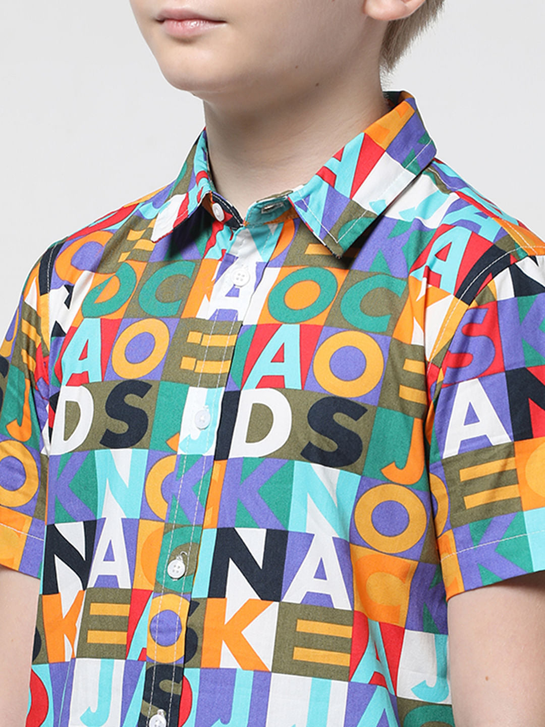 Boys Blue Logo Print Co-ord Set Shirt