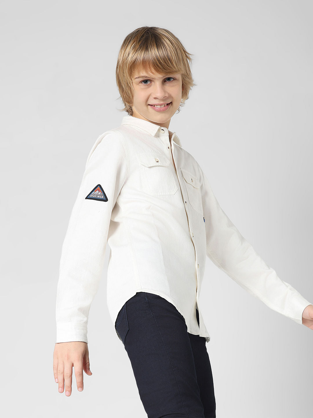 JUNIOR BOYS White Full Sleeves Shirt