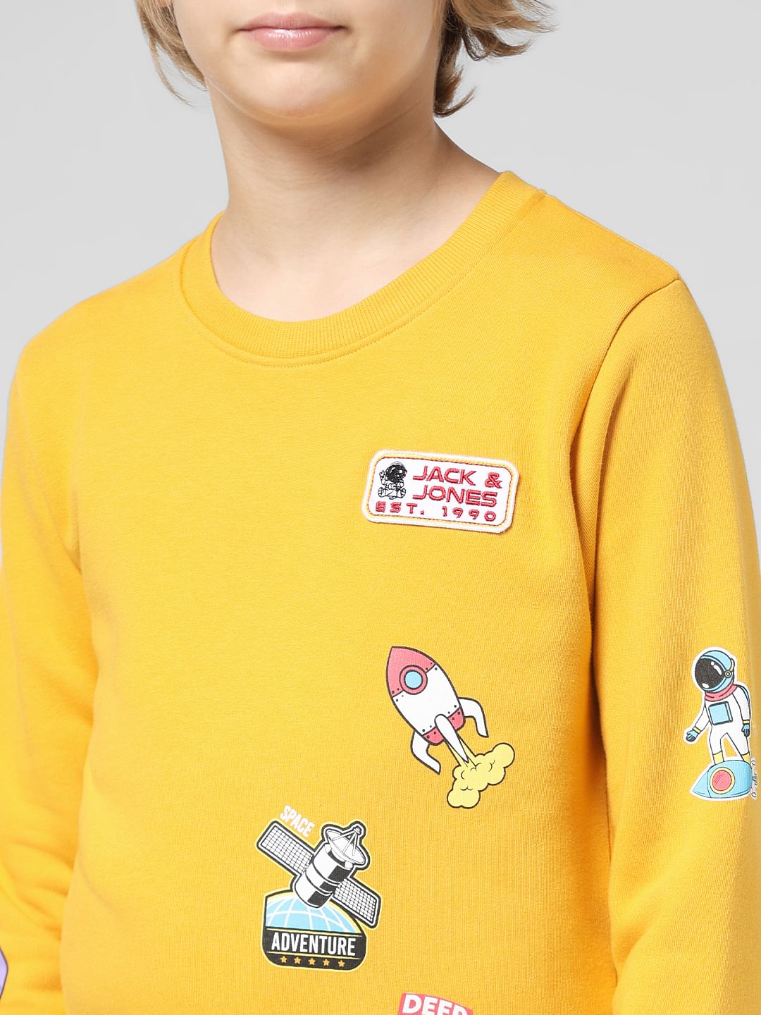 JUNIOR BOYS Yellow Planet Print Sweatshirt