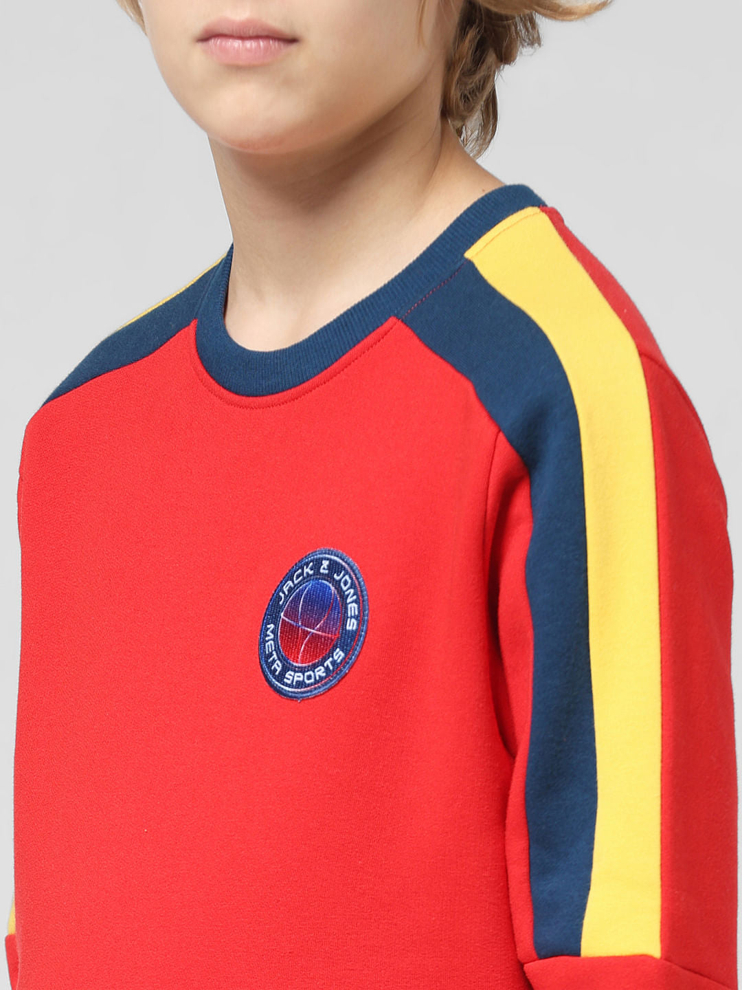 JUNIOR BOYS Red Contrast Tape Detail Sweatshirt