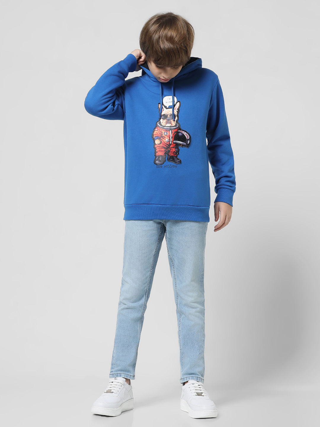 Blue Doggo Print Hooded Sweatshirt