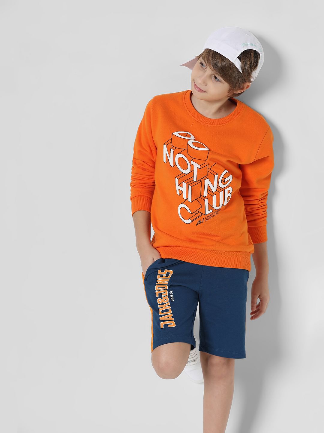 Orange Typographic Print Sweatshirt