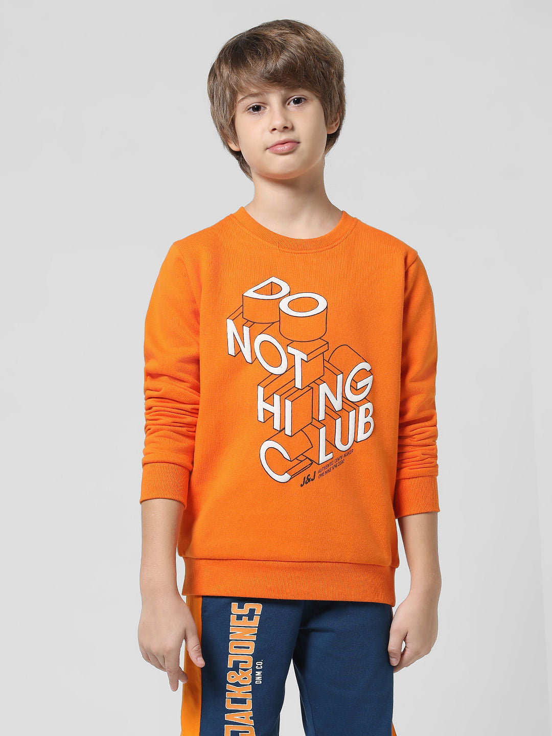 Orange Typographic Print Sweatshirt