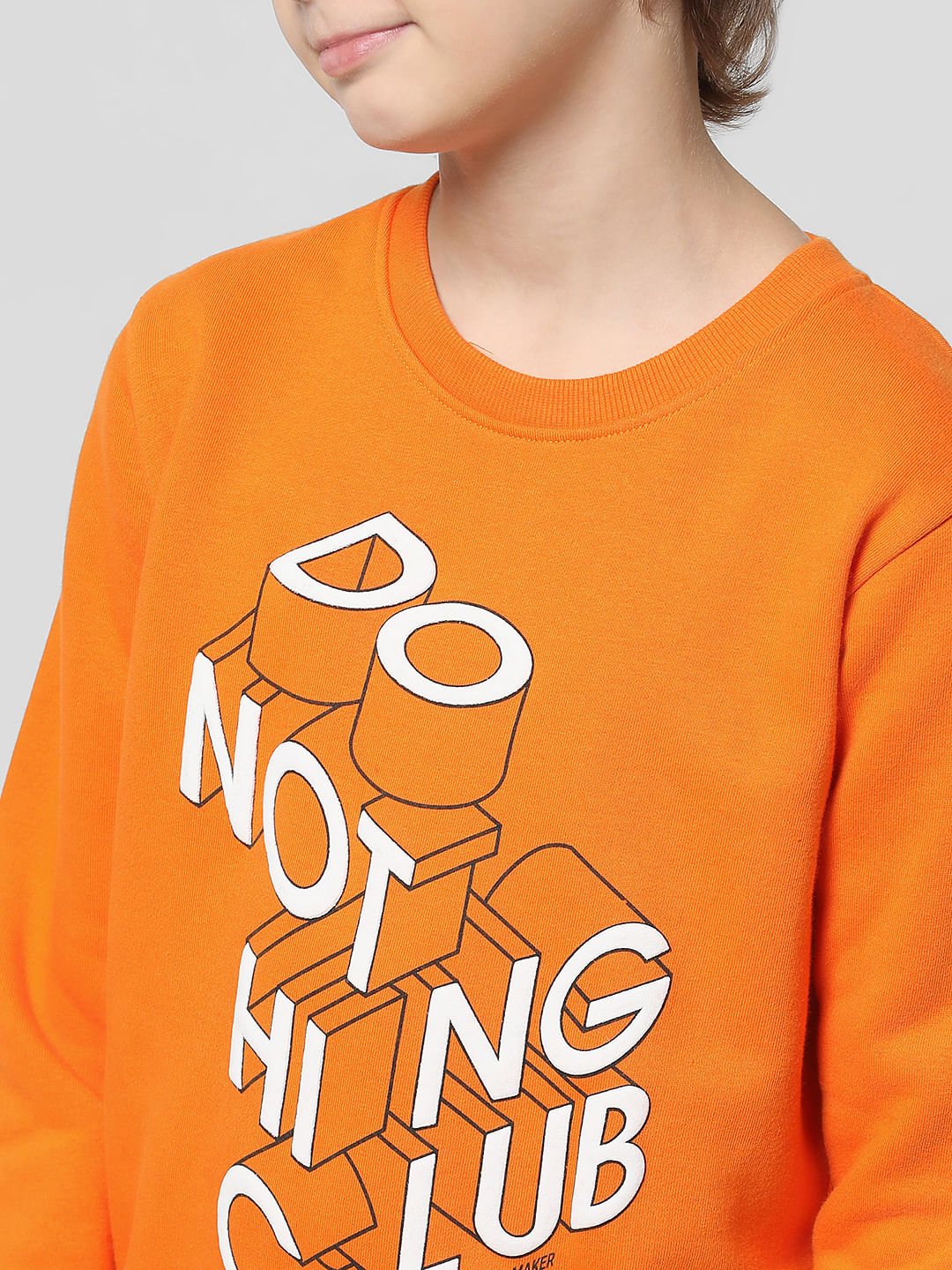 Orange Typographic Print Sweatshirt