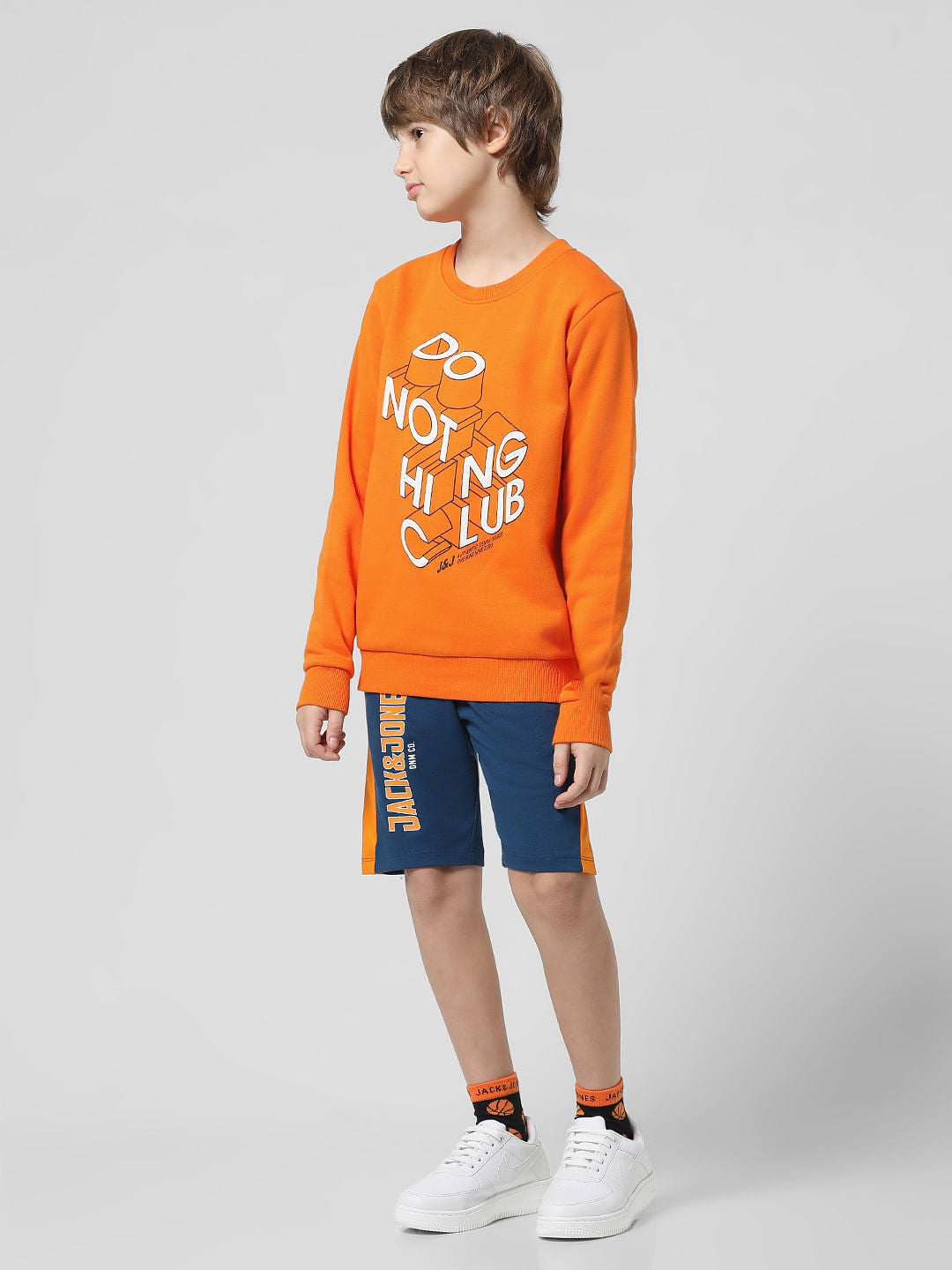 Orange Typographic Print Sweatshirt