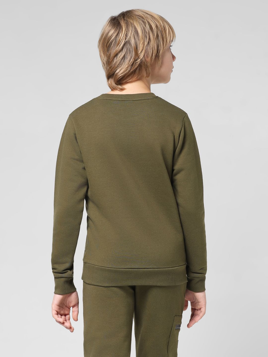 JUNIOR BOYS Green Logo Print Co-ord Set Sweatshirt