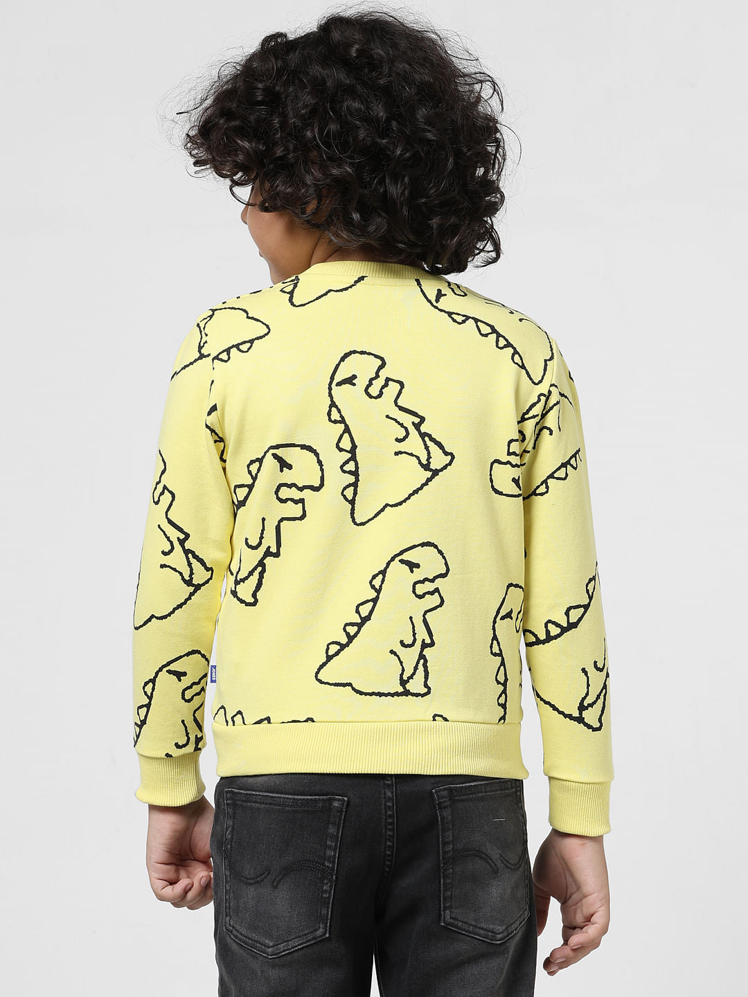 JUNIOR BOYS Yellow Dinosaur Print Sweatshirt