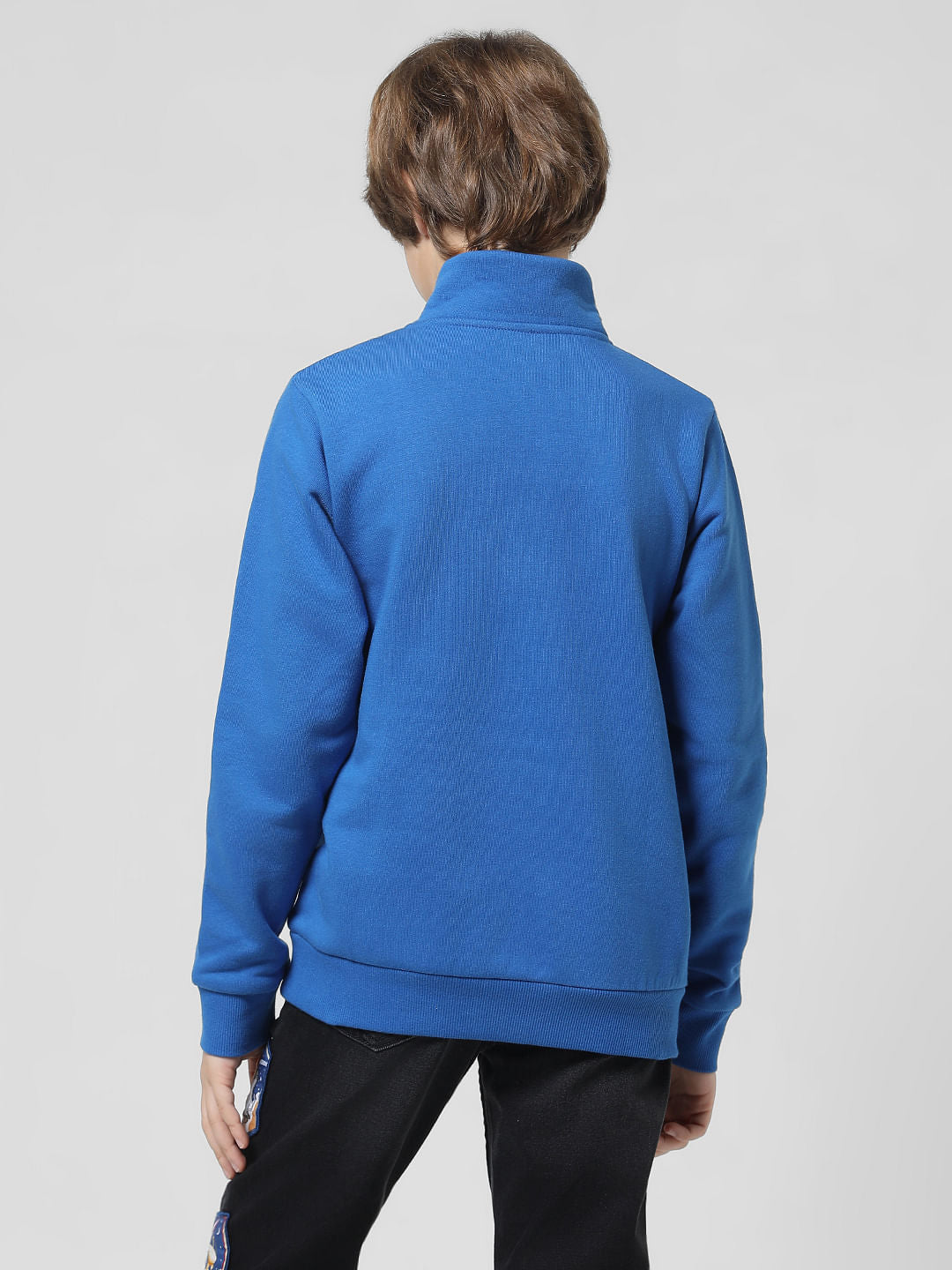 Blue High Neck Sweatshirt