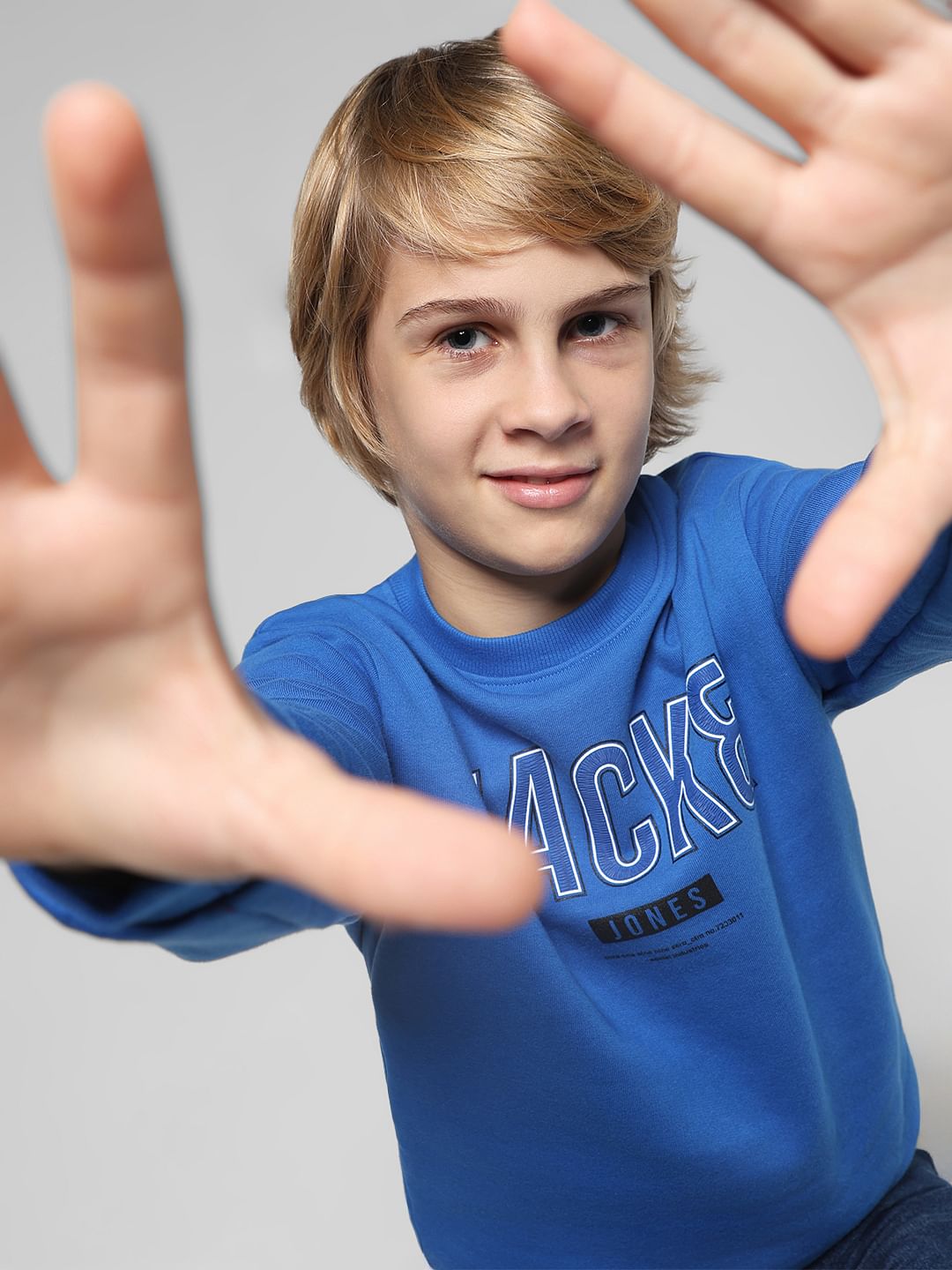 JUNIOR BOYS Blue Logo Print Sweatshirt