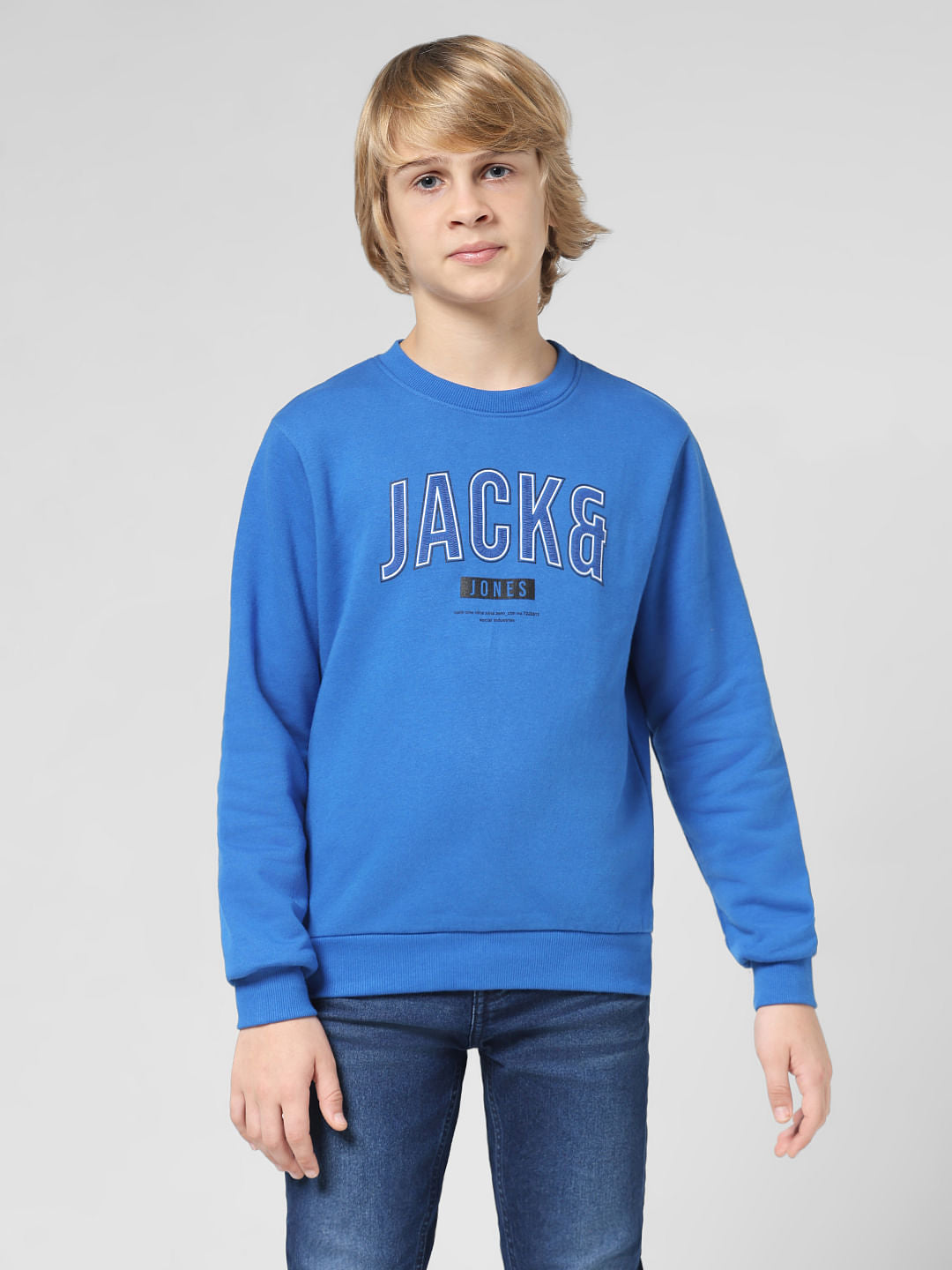 JUNIOR BOYS Blue Logo Print Sweatshirt