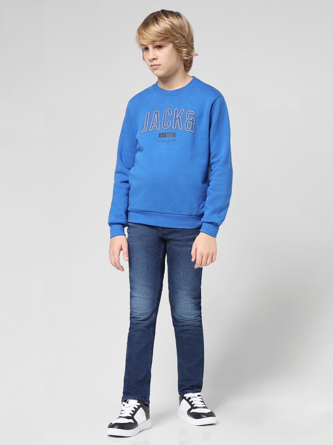 JUNIOR BOYS Blue Logo Print Sweatshirt