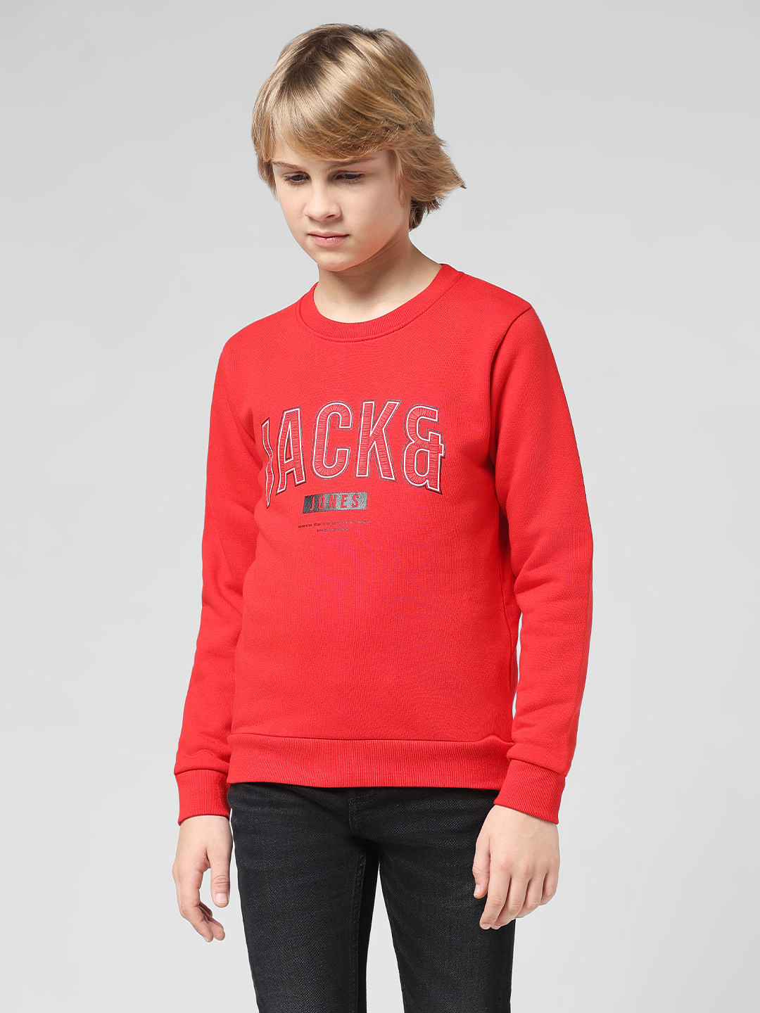 JUNIOR BOYS Red Logo Print Sweatshirt