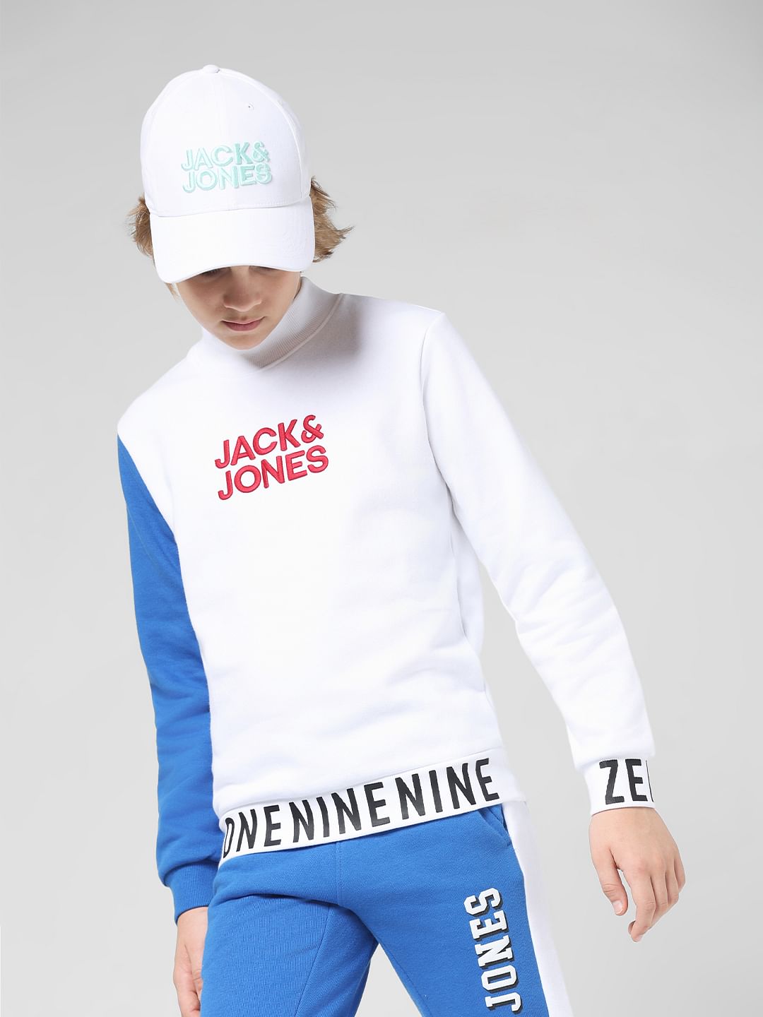 JUNIOR BOYS White Colourblocked Sweatshirt - Main Image